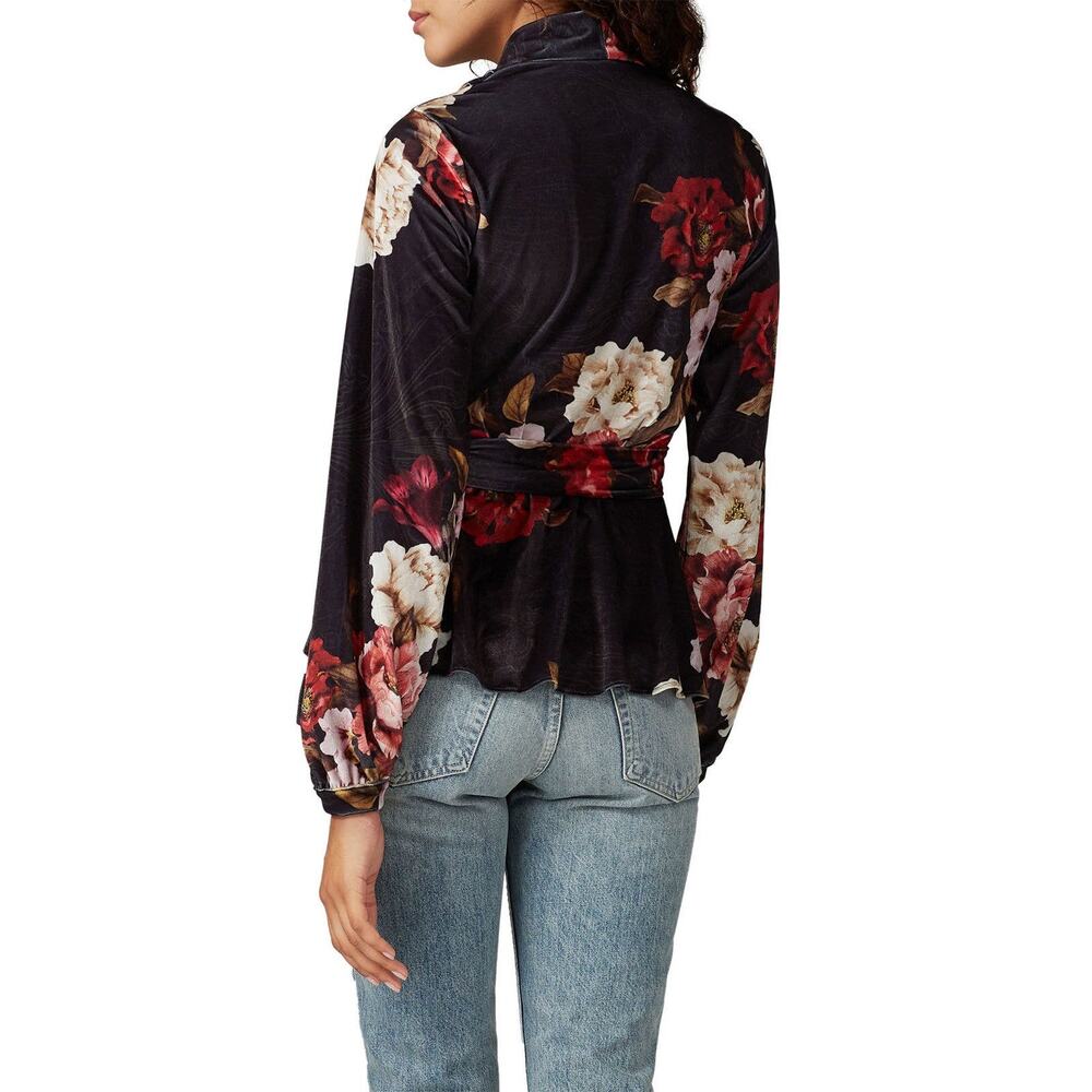 PatBo Floral Printed Velvet Wrap Top Size Small - Picture 5 of 6
